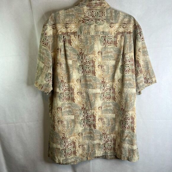 Weekender Casual Lifestyle Finest Silk Blend Short Sleeve Button Up Shirt Sz LG - Picture 2 of 6